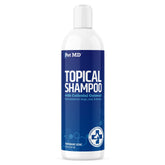 Pet MD TopicalShampoo en botella 12oz para limpieza suave de la piel.
