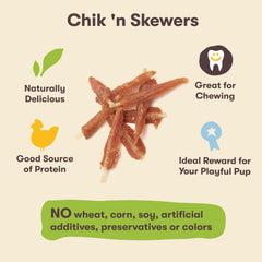 Pet 'n Shape Chik 'n Skewers cuero crudo: mordedor duradero para perros