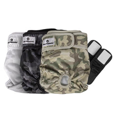 Pet Parents Pañales lavables para perros mediano camuflaje, ajuste cómodo para juego y paseo.