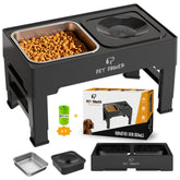 PET POWER cuenco elevado para perros, acero inoxidable duradero y cómodo para comer.