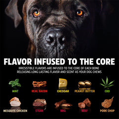 BarkBone con sabor BBQ visible durante la masticación.