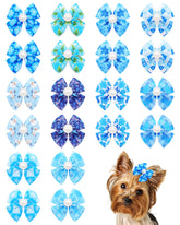 PET SHOW lazo azul con copos de nieve para perro, estilo festivo.
