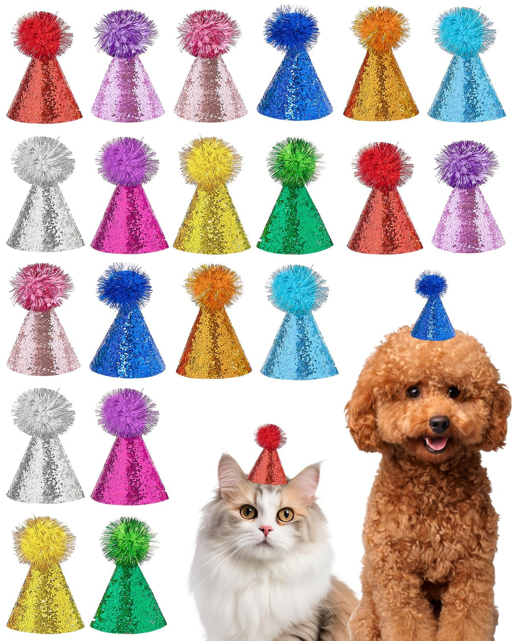 Sombrero mini colorido de PET SHOW para mascotas, ideal para fotos y fiestas.