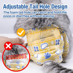 Pet Soft pañales gatos medianos, orificio de cola ajustable para libertad.