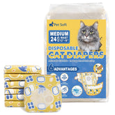 Pet Soft pañales gatos medianos frente, ajuste cómodo para uso diario.