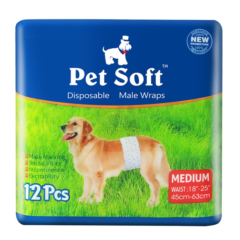 Pet Soft panales para perro macho mediano con ajuste de cintura cómodo.