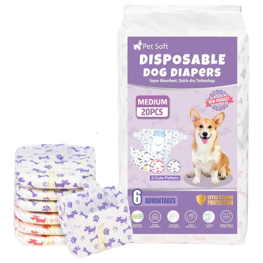 Pet Soft Pañales para perro medio en empaque, opción cómoda para el día a día.