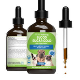 Pet Wellbeing Blood Sugar Gold para perros, botella-vertido, posible apoyo a niveles normales de glucosa en sangre.