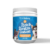 Pet Wellbeing Itch & Scratch Chewies para perros, textura suave para piel saludable