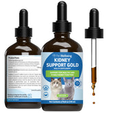 Pet Wellbeing Kidney Support Gold: vertido de botella para iniciar la dosis diaria y promover hidratación