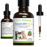 Pet Wellbeing Smooth BM Gold, botella-vertido: fácil administración diaria para perros.