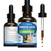 Pet Wellbeing Sneeze Ease, botella de 2 oz, apoyo suave para molestias estacionales.
