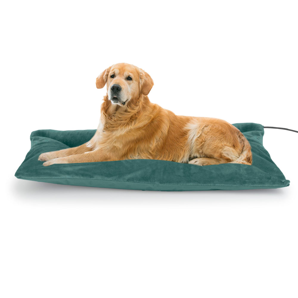 Petace cama exterior para perro con calefactor, refugio cálido al aire libre.