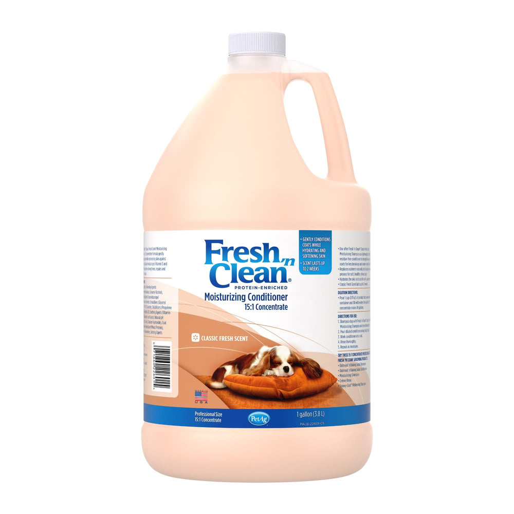PetAg Fresh ’n Clean en frasco de 1 galón, acondiciona y suaviza la piel canina.