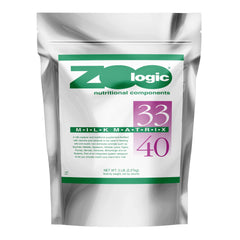 PetAg Zoologic Milk Matrix 33/40 envase, fácil de almacenar y usar en la alimentación de mamíferos.