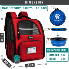 PetAmi Mochila Porta Perro con malla ventilada y entrada doble.