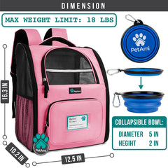 PetAmi Mochila ventilada con malla para mejor flujo de aire y visibilidad