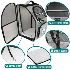 PetAmi porta mascotas con bolsillos y cuenco plegable para accesorios