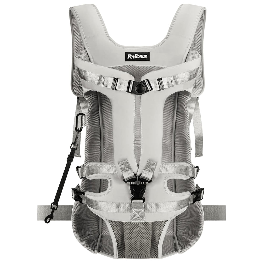 PetBonus mochila frontal para perro, vista frontal, ideal para paseos cómodos y manos libres