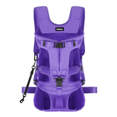 PetBonus mochila frontal para perro morado XL, ideal para paseos sin manos.