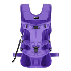 PetBonus mochila frontal para perro morado XL, ideal para paseos sin manos.