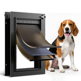 PETCOMING puerta para perros con aluminio y 3 pliegues, duradera y fácil de usar para medianos.