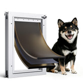 PETCOMING puerta para perros con marco de aluminio blanco, aspecto duradero para tu puerta.