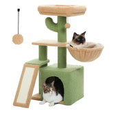 PETEPELA árbol cactus para gatos interior, espacio compacto para juego y descanso.