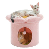 PETEPELA cama gato flor-desmontable para descanso cómodo y limpieza fácil.