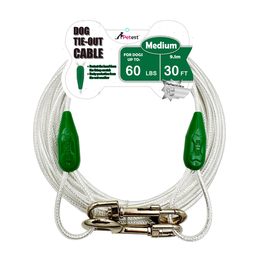 Petest cable reflectivo de 30 pies para perros medianos, paseo seguro.