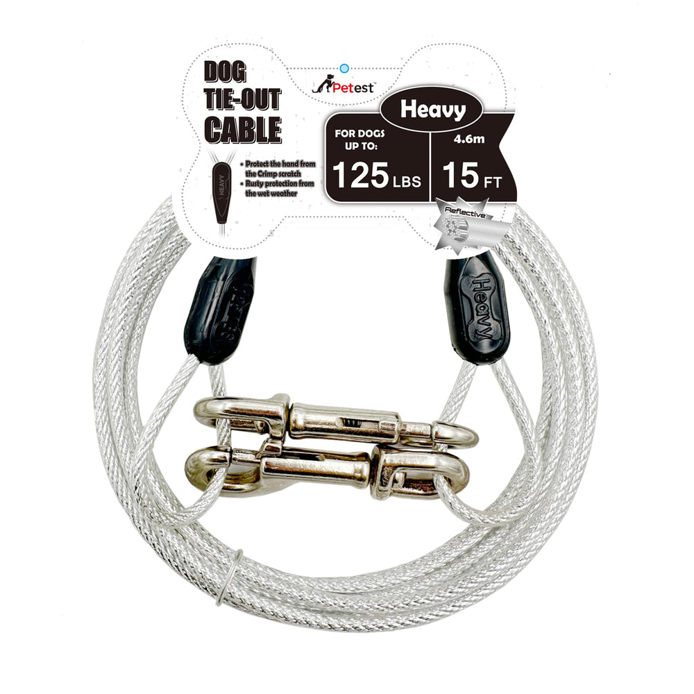 Petest cable-tira-reflectante-15ft-perro-grande: seguridad nocturna al aire libre