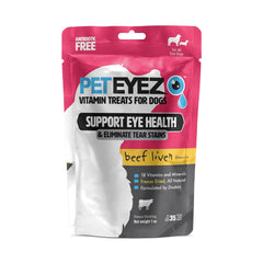 PetEyez galletas vitamínicas para perros, empaque visible, snack práctico.