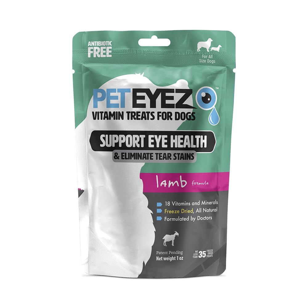 PetEyez tratamientos cordero empaque práctico para cuidado ocular diario.
