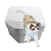 Petfamily caja de arena jumbo con capucha gris para varios gatos