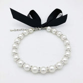 PETFAVORITES collar diamante perlas para perro blanco, look elegante para paseos