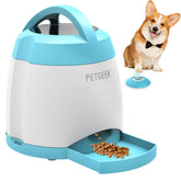 petgeek dispensador automático de premios para perros en azul, ideal para entrenamiento y entretenimiento.