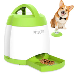 PETGEEK dispensador de golosinas para perros con botón, ideal para juego interactivo en casa.