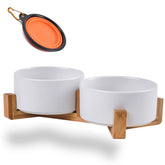 Conjunto de tazones cerámicos Petygooing de doble uso para comida y agua.