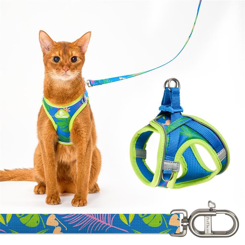 PetThem arnés gato escape-segura, distribución de presión para paseos más cómodos.