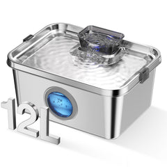 PETIMI fuente de agua para perros en acero inoxidable 304, duradera y segura.
