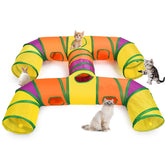 Petizer tunel gato 4 vías interior, ideal para juego y descanso.