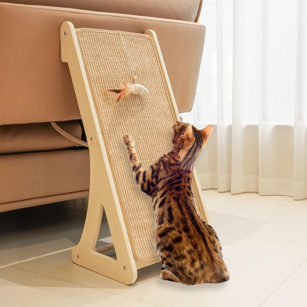 PETKARAY rampa-rascado-sisal-forma-l: rascado cómodo y seguro para gatos
