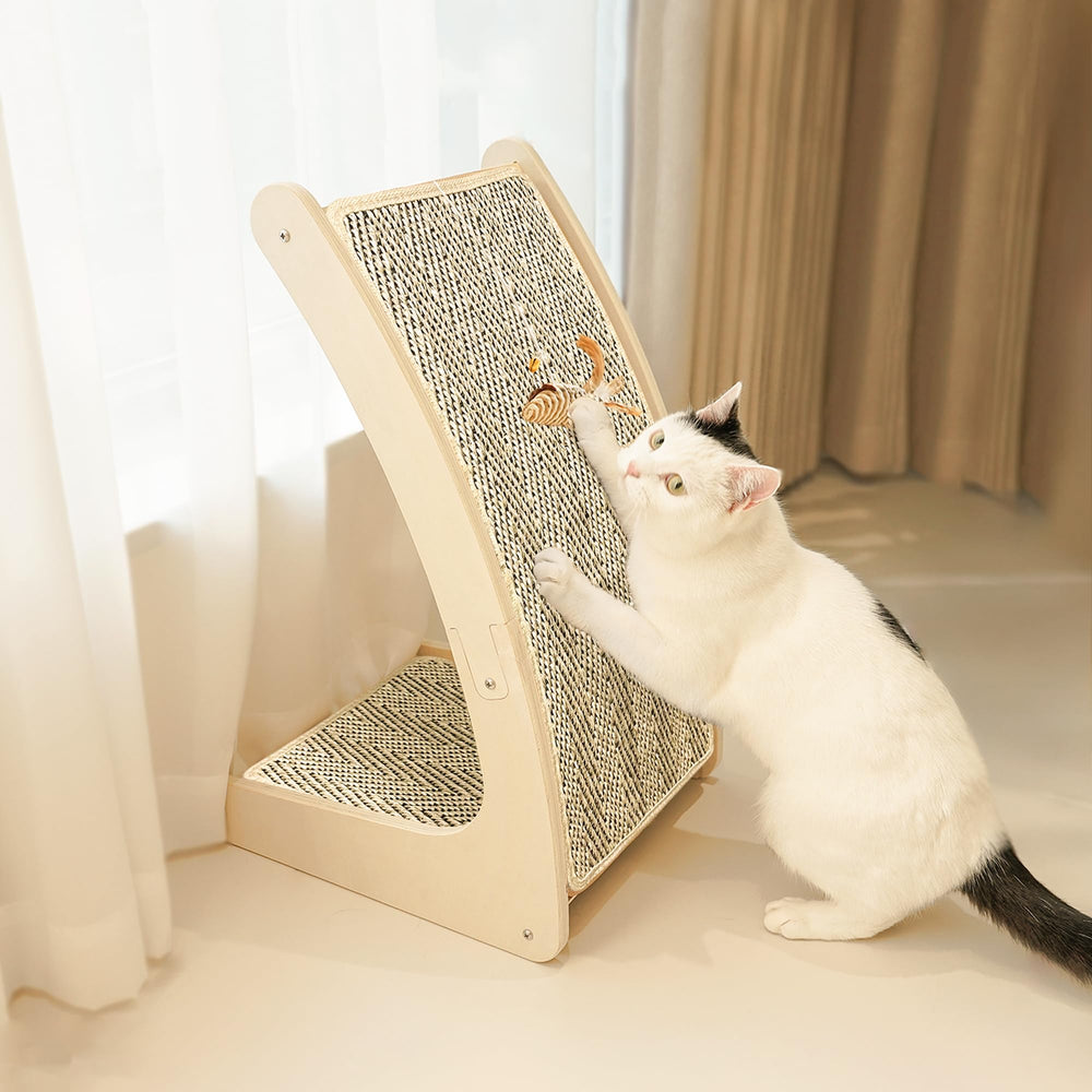 Rascador PETKARAY de sisal curvo para suelo, ideal para ejercicio de las uñas.