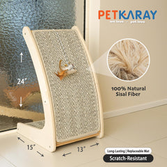 Rascador PETKARAY con sisal resistente y base estable para gatos activos.
