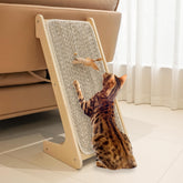 PETKARAY rascador para gatos en rampa de sisal y madera, protege muebles.