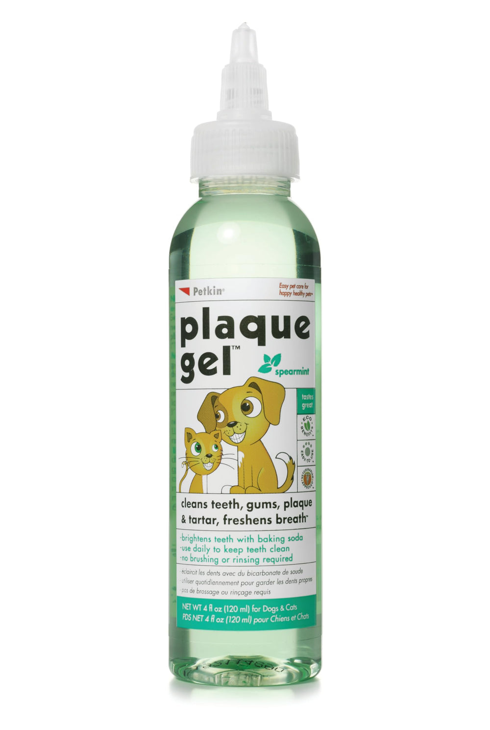 Petkin Gel de placas: brillo dental para perros y gatos sin cepillado.
