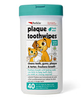 Petkin muestra toallitas dentales de menta fresca en envase para uso diario.
