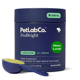 PetLab Co ProBright polvos dentales para perros grandes, respiro fresco y olor agradable.