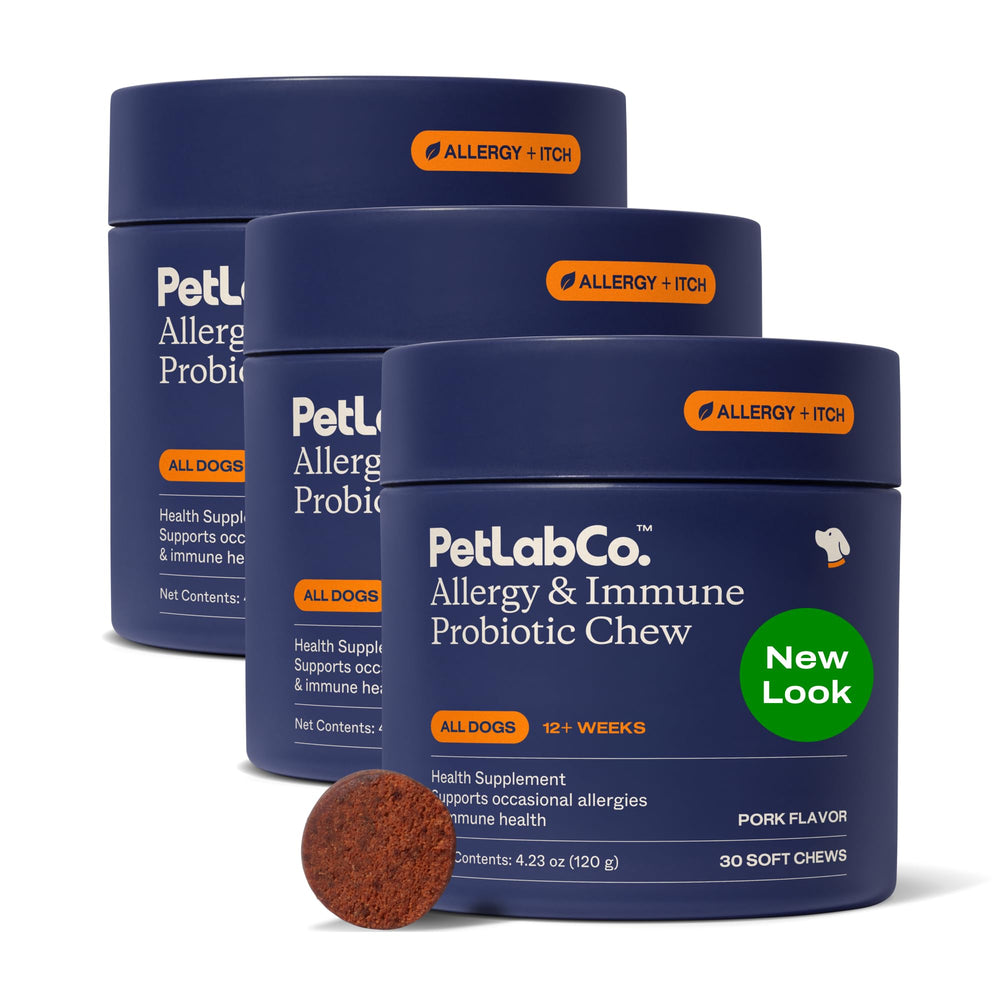 PetLab Co. probióticos para perros, botella, apoyo digestivo suave para la salud diaria.