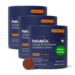PetLab Co. probióticos para perros, botella, apoyo digestivo suave para la salud diaria.